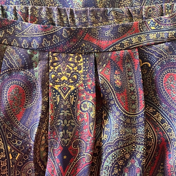 Vintage Paisley Midi Skirt Equestrian Fall Red Navy Green Gold Size 12 - Picture 12 of 16